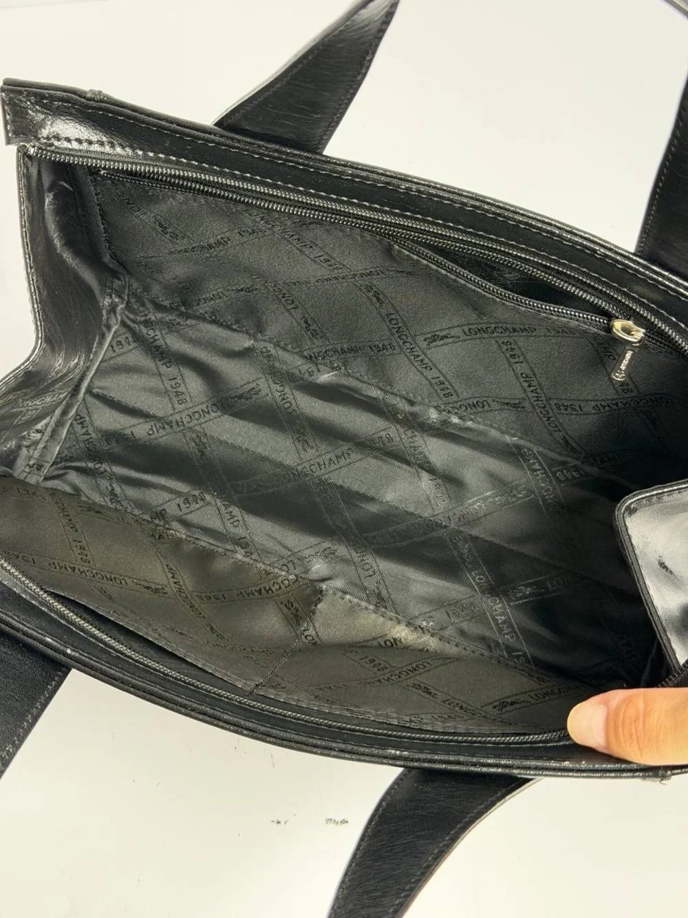 Vintage Longchamp Black Leather Handbag